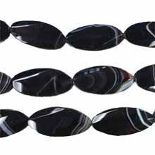 BLACK STRIPE AGATE FACETED WAVE OVAL 21X45MM
